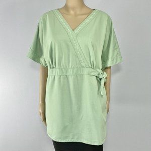 Grey's Anatomy Medical Scrubs Top Women Size 2XL Sage Green EKG Embroidered Trim